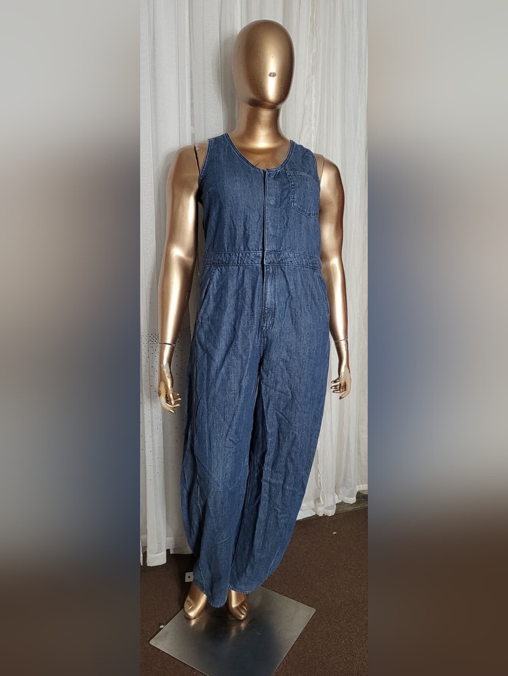 Universal Thread Blue Denim Sleeveless Jumpsuit